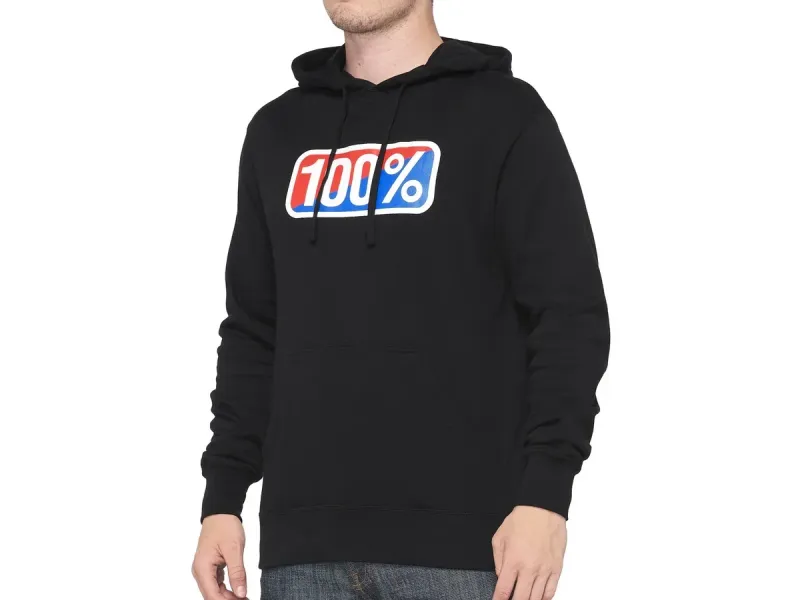 100 Percent "Classic Fleece" Hooded Pullover - Black