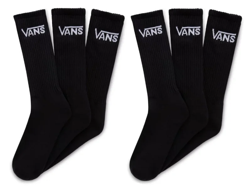 Vans "Classic Crew" Socks (6 Pair) - Black/White