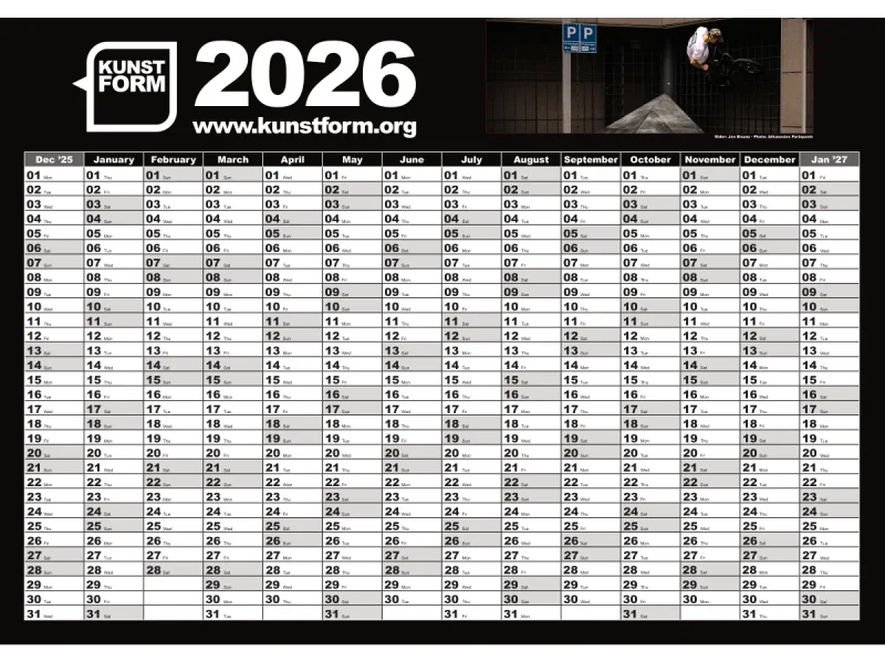 kunstform "2026" BMX Wandkalender - 594 x 841 mm (DIN A1)