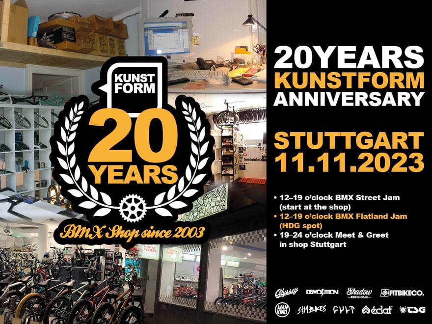 20 Jahre kunstform BMX Shop Jam am 11.11. in Stuttgart kunstform BMX Shop & Mailorder Deutschland